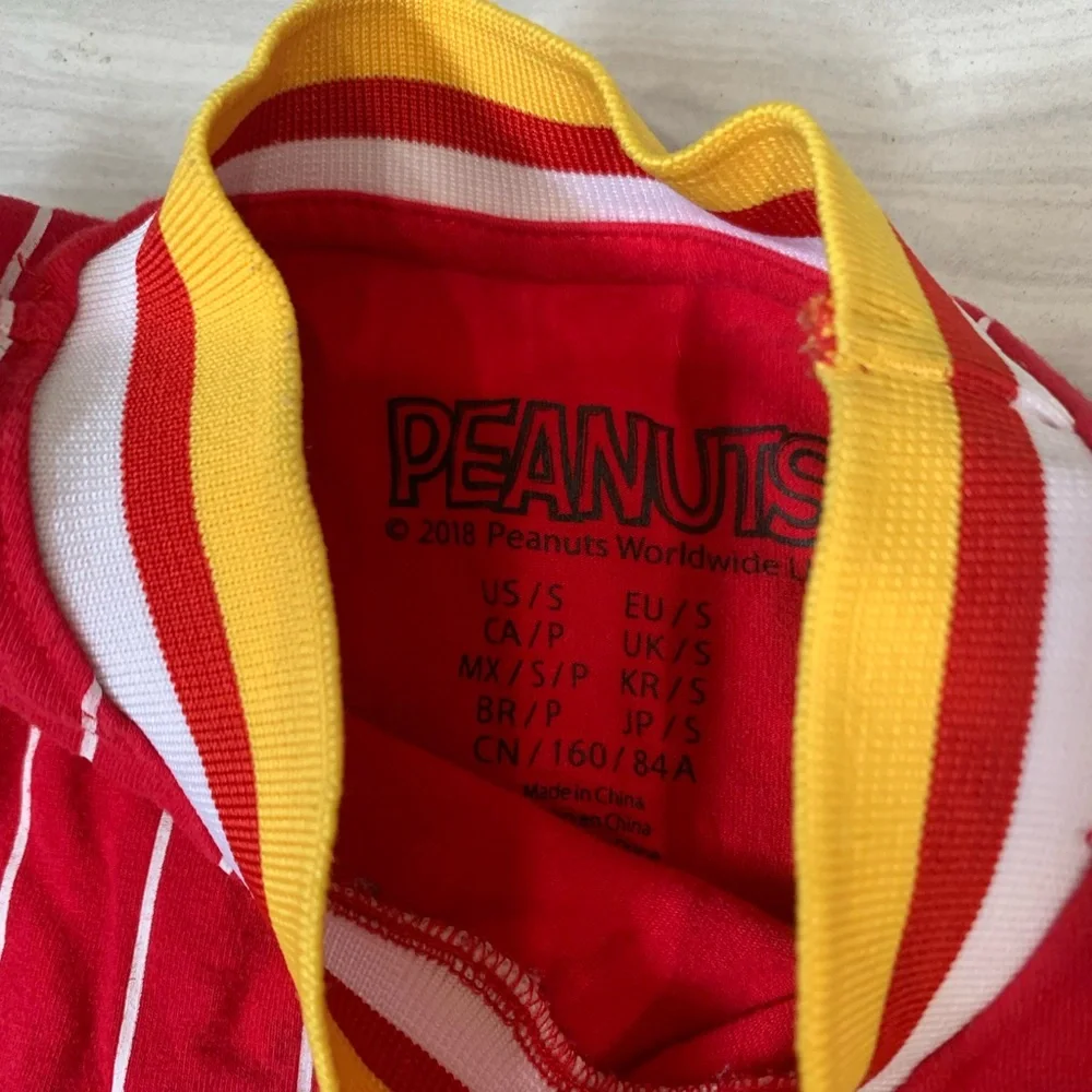 Peanuts Red and Yellow Striped Bodysuit size S - Picture 3 of 3